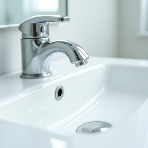 Sparkling clean bathroom sink faucet with polished chrome