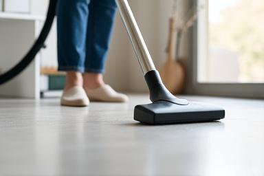 Routine housekeeping with vacuum cleaner